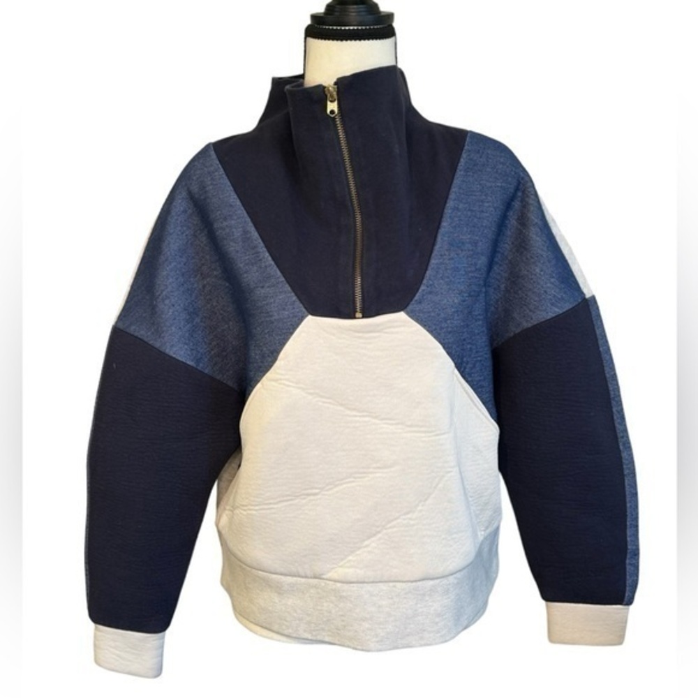Scotch & Soda Half Zip Turtleneck Jacquard Knit Boxy